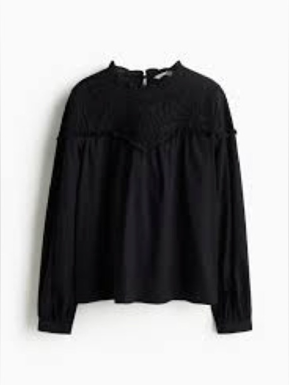H&M Black Eyelet Yoke Peasant Blouse